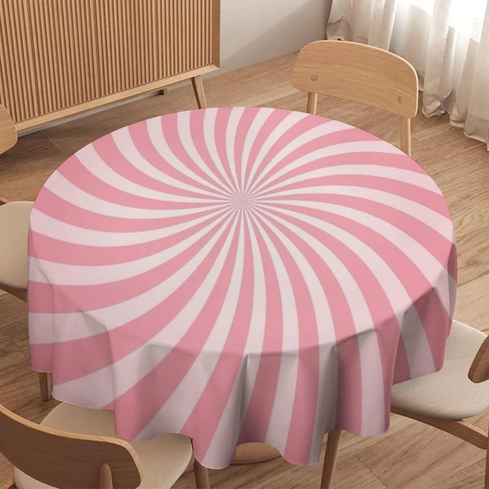 Century Textile & Sewing Supply Hours - Vintage Groovy Swirl Round Tablecloth 70s